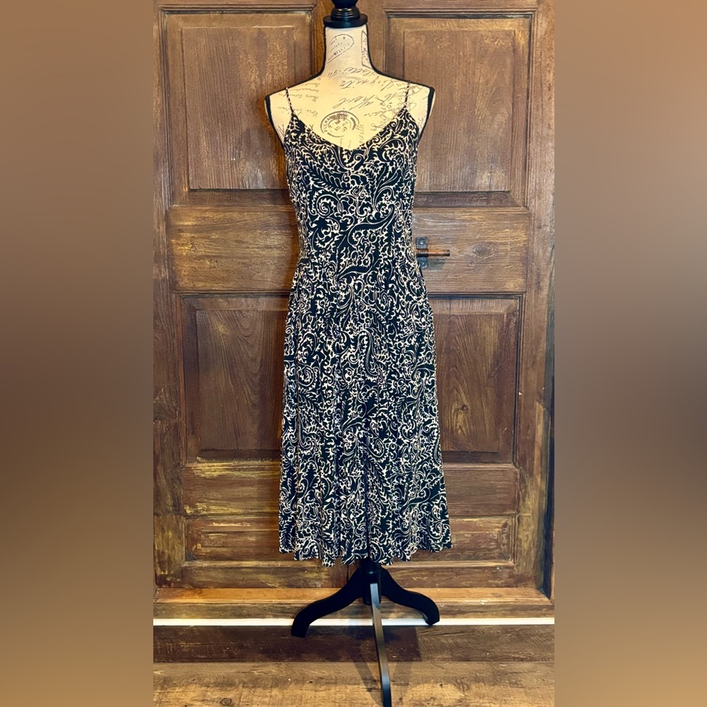 LOFT Black and White Sweetheart Maxi Dress